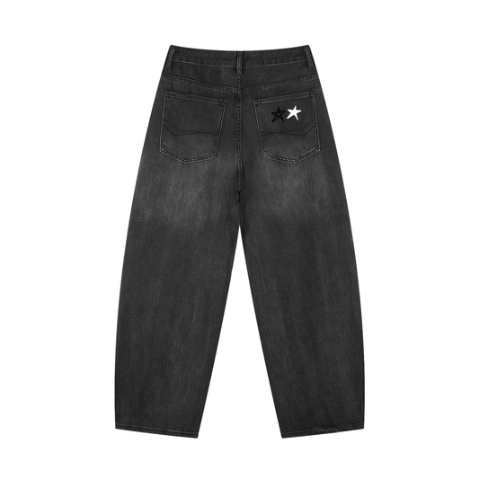 Multi star Sunfade Vintage Wash Barrel Leg Jeans