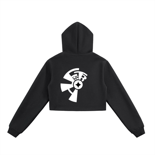 Women’s black Disc back cropped hoodie