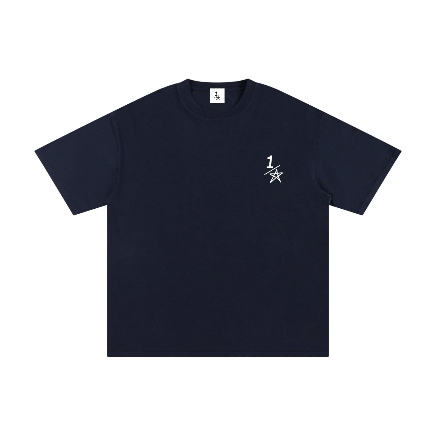 Essential navy blue half star T