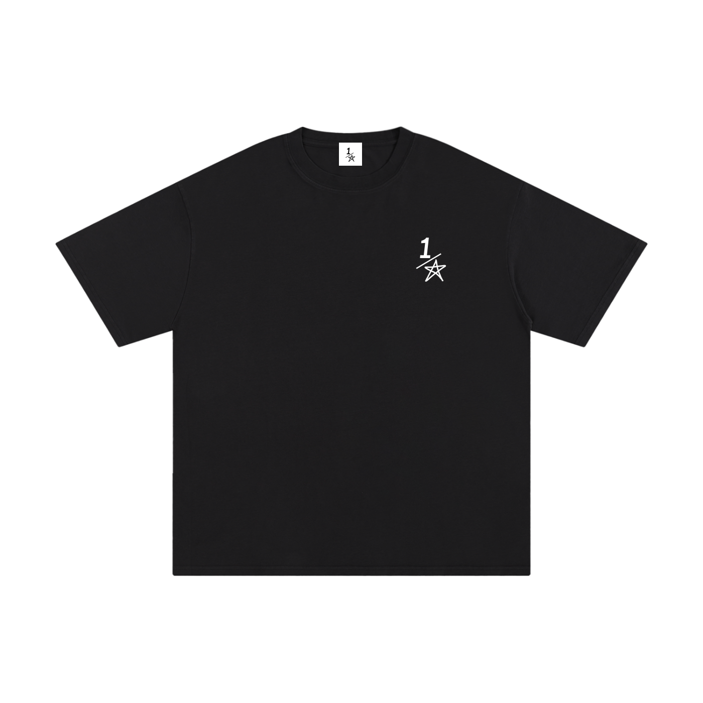 Essential half star black T