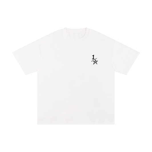 Essential half star white T