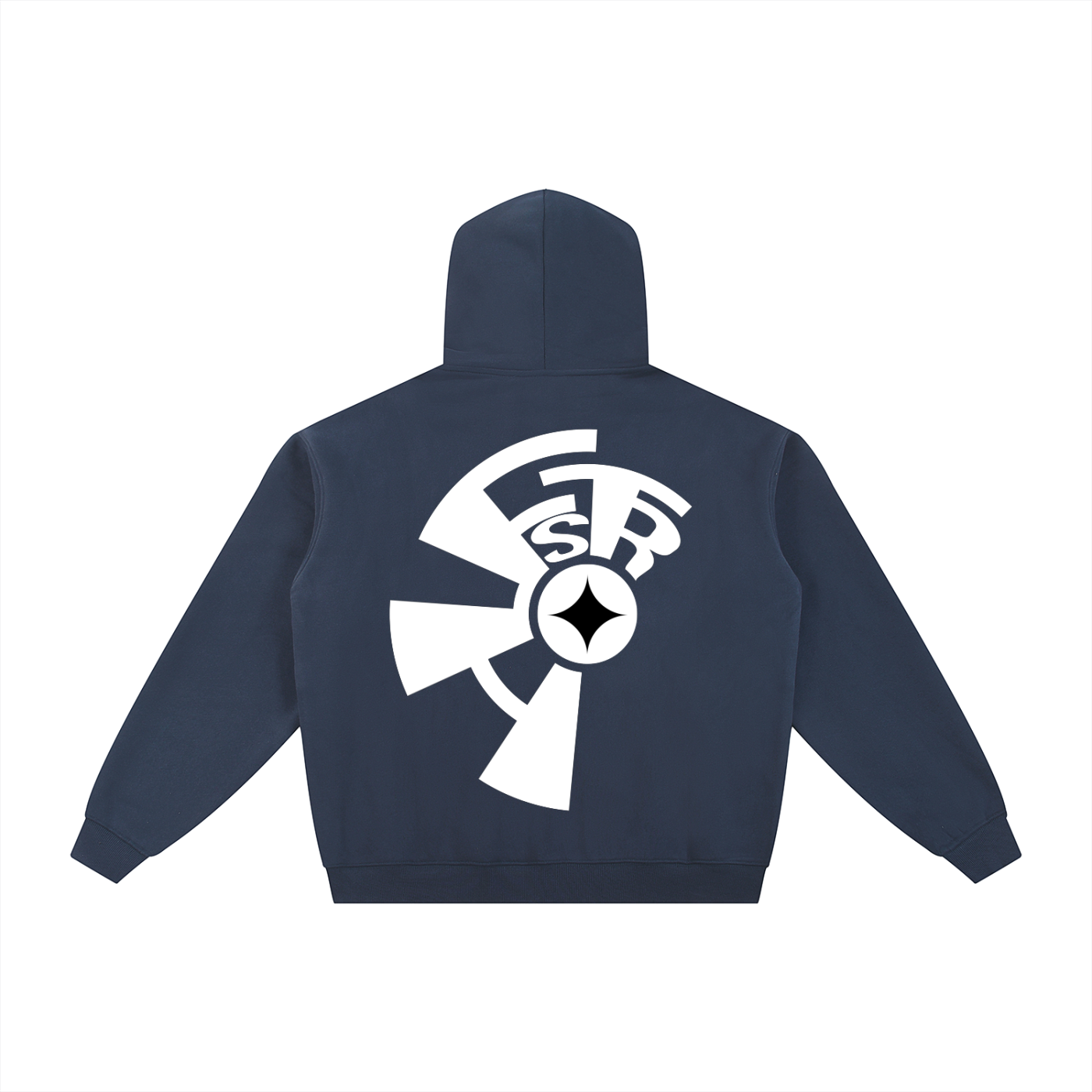 Navy fleeced double zip hoodie