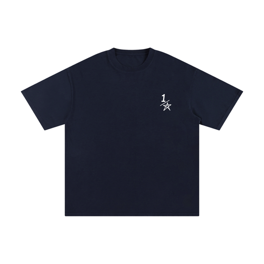 Essential navy blue half star T