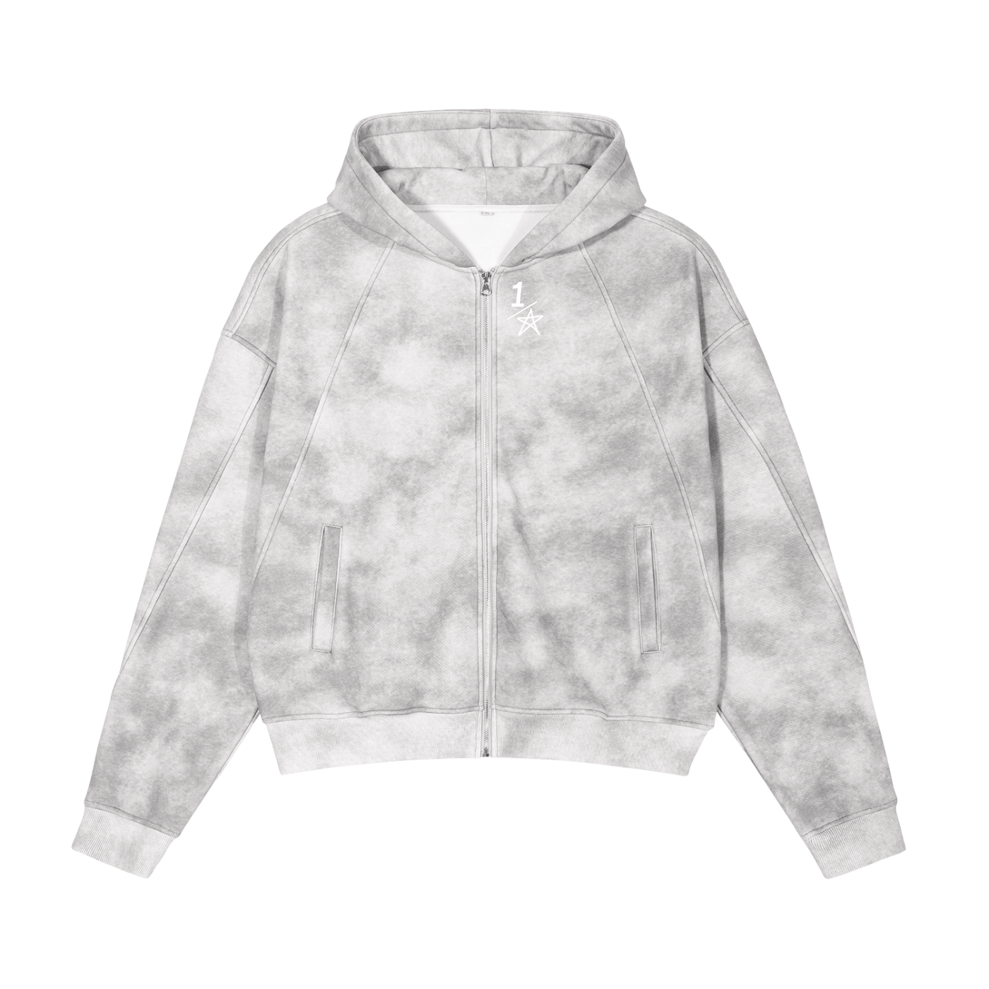 Dirty Washed metallic star Boxy Zip-up