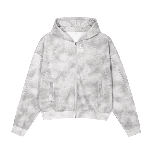 Dirty Washed metallic star Boxy Zip-up