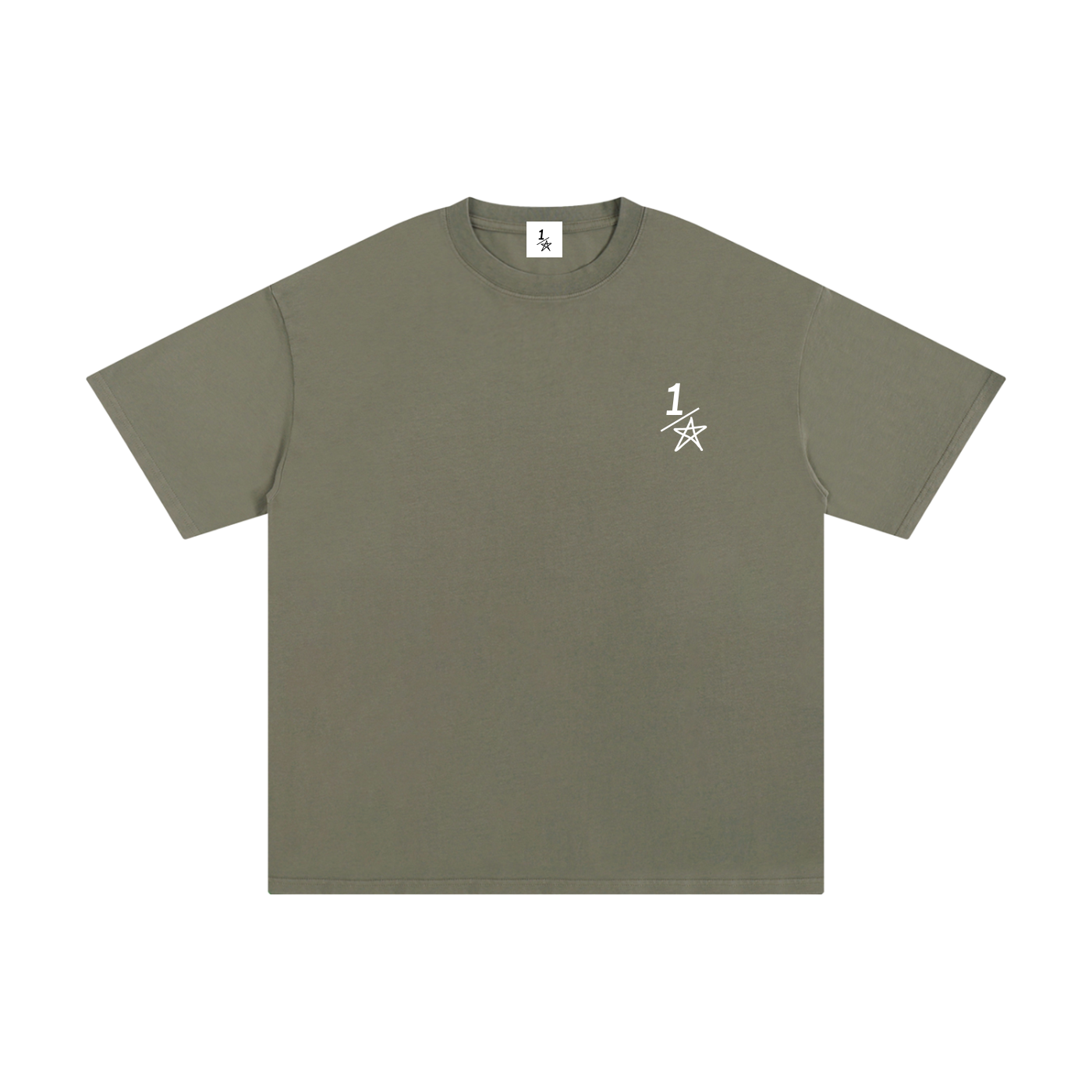 Essential Khaki green half star T