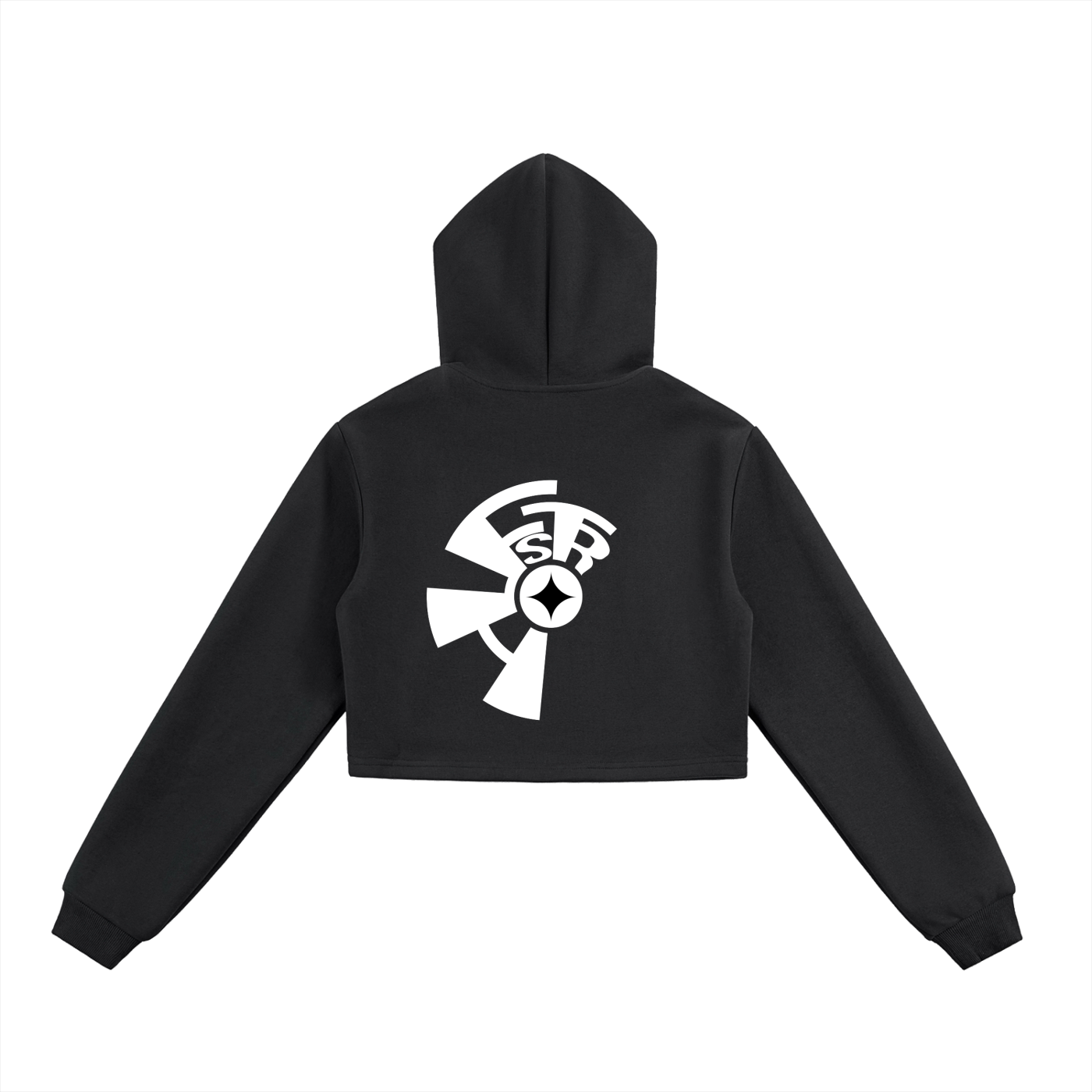 Women’s black Disc back cropped hoodie