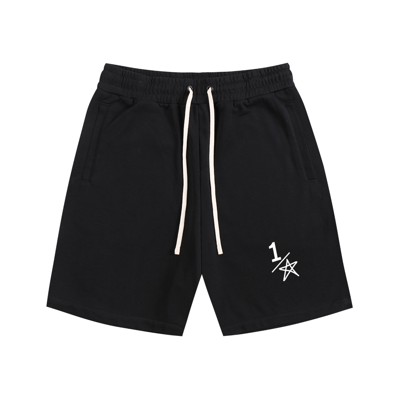 Essential black half star shorts