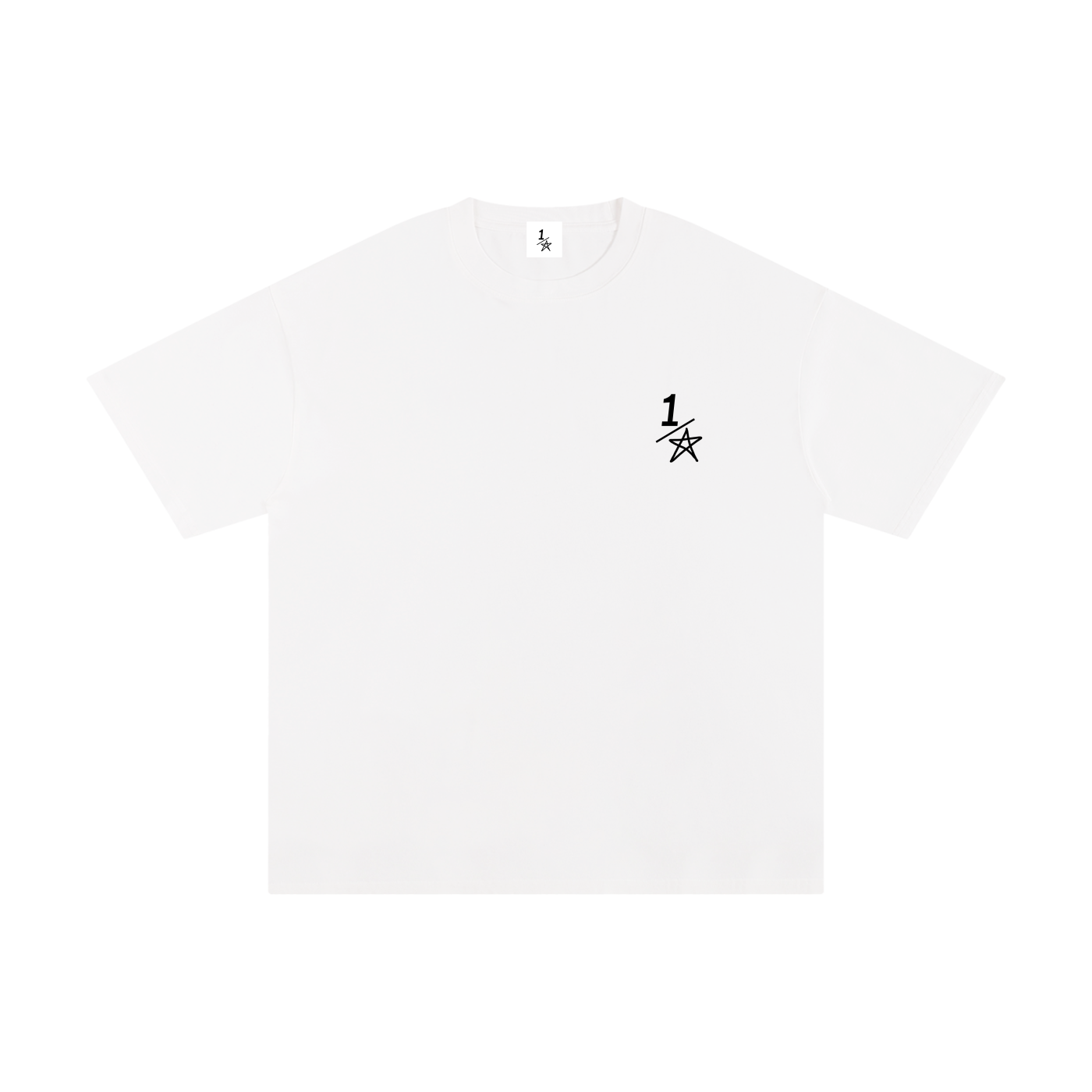 Essential half star white T